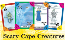 A haunted card game featuring 52 of Cape Cod's most infamous ghosts, pirates, witches, sea monsters, sea serpents, mermaids, Pukwudgies, pixies, Maushop and other mythical Wampanoag folkloric beings.